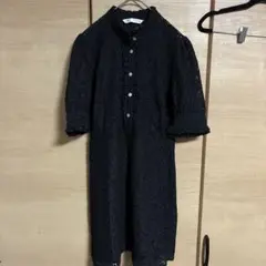 ザラ　ZARAレースワンピース　レース　半袖 ワンピース ブラック ドレス M