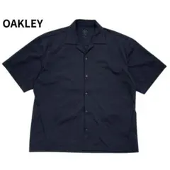 美品 OAKLEY オークリー 半袖 オープンカラー シャツ 黒 L ゴルフ