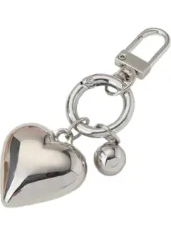 シルバー ハート型チャーム カラビナ付き