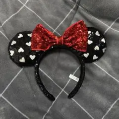 <とうあさん着用>ディズニー 赤黒ハート模様カチューシャ