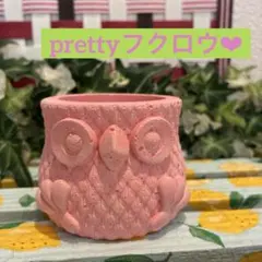 790☆prettyフクロウpink モルタル雑貨 （お任せ植物付き） | Mercari