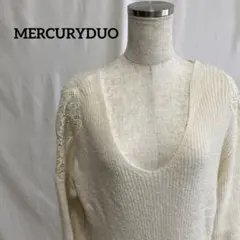 MERCURYDUO Vネックレースニットワンピース