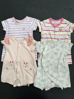 まとめ売り4点 女の子ロンパース