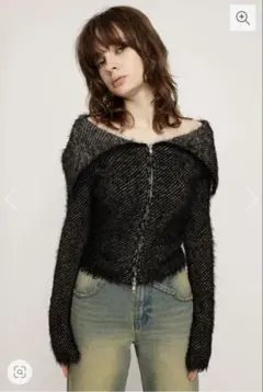 SLY SHAGGY STRIPE MG トップス BLK