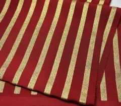 a-870 正絹帯揚げ 成人式　振袖　赤✖️金　ストライプ