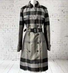 バーバリー BURBERRY トレンチコート メガチェック グレー 黒 ベルト付