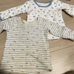 恐竜柄とストライプ柄のシャツ2枚セット