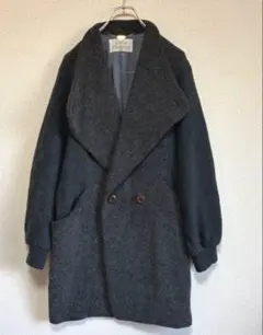 *【極美品】CORDIER ニット切替コート 9 大きめショール襟