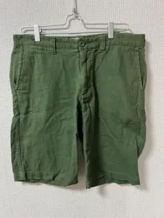 GLOBAL WORK オリーブグリーン　ショートパンツ L 麻のサムネイル