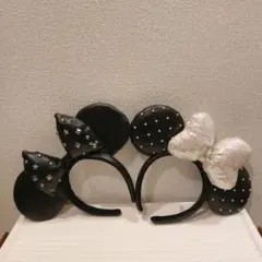 人気 ミニー カチューシャ ディズニー　パルパルーザ レザー スタッズ パール