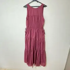 ティアードワンピース 丸襟 ポケット ウエスト調整可 着丈約127 身幅約43