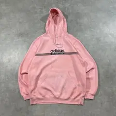 USA古着 adidasアディダス　後染めパーカー　ピンク　大きめ　XL