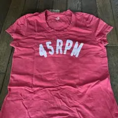45RPM 45Rコットン100% ピンク 半袖Tシャツ 45Rチャメレイオン刺繍の908Tシャツ: WOMEN｜45R