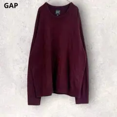 ギャップ　クルーネックニット　長袖　L バーガンディ　綿100% カジュアル