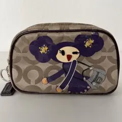 コーチ ポピー 化粧ポーチ バイオレット 難あり