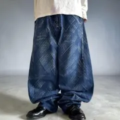 極太 00s akademiks バギーデニム hiphop 総柄デザイン B系
