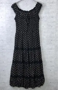 海外ガール 古着 ポルカドット柄 レーストリム フリル ノースリーブワンピース