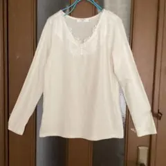 Samansa Mos2 blue 首元レースカットソー