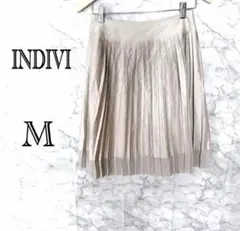 インディヴィINDIVI プリーツスカート M ベージュ 膝丈 フレアスカートのサムネイル