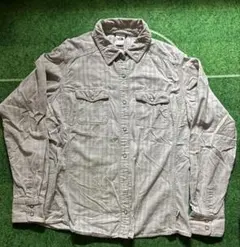 90s THE NORTH FACE コットンストライプ長袖シャツ コーデュロイ