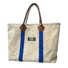 ビンテージ　LLBEAN トートバッグ　レザーハンドル 青耳　ブルー　訳あり