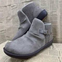 新品★レディース★23.5cm★撥水 シワ加工Fレザーブーツ 薄茶色 9872