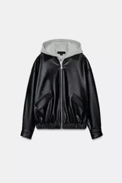 完売品⭐︎ZARA コントラストフェイクレザージャケット S ブラック