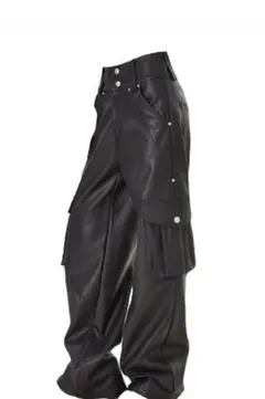 y2k グランジ フェイクレザーカーゴパンツ