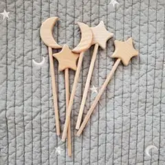 木製 星と月 スティックセット