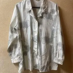 花柄 長袖シャツ ホワイト