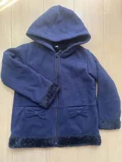 フリースジャケット ネイビー フード付き