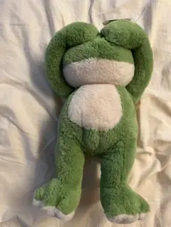 おめめかくしポーズ　ぬいぐるみ　かえる