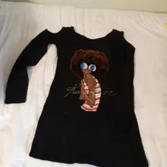 アフロイラストオフショルダーチュニック