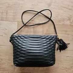 ☆ARUKAN☆ソフトレザーキルティングショルダーバッグ☆ブラックタッセル付き☆