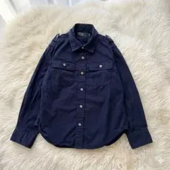ポロラルフローレン エポレット付 ミリタリー ワークシャツ ネイビー 120