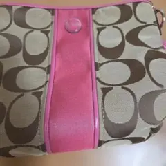 美品COACH ショルダーバッグ ベージュ/ピンク