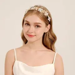 ゴールド フラワー 花 髪 飾り カチューシャ レディース ヘアアクセサリー