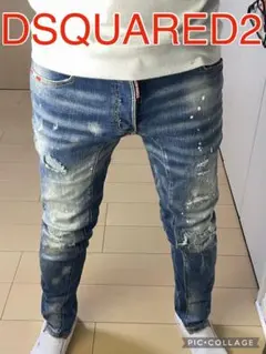 ディースクエアード ダメージ デニム バックプリント ペンキ ツイスト バイカー