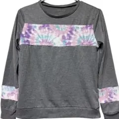 長袖トップス【Ｌ】タイダイ柄 グレー系 おしゃれ服 ヴィンテージ古着