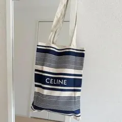 【CELINE】セリーヌノベルティ トートバッグ　エコバッグ ネイビーストライプ