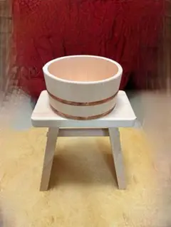 【新品・未使用品】木曽ひのき風呂椅子腰高・丸桶2点セット　おまけ付き　匿名配送