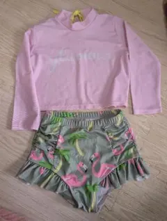 フラミンゴ柄 セパレート水着 120〜130cm