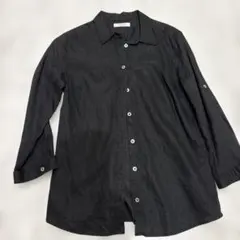 Premium Linen ブラック 長袖シャツ L
