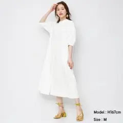 GU バンドカラーシャツワンピース　5分袖　Sサイズ