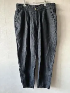 ZARA コットンリネンパンツ 墨黒EUR38 (ツータック)
