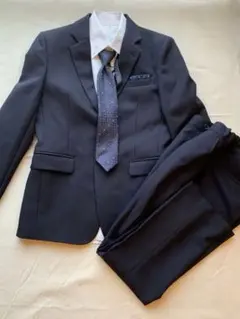 フォーマルスーツ サイズ160 濃紺ドット柄ネクタイ付き