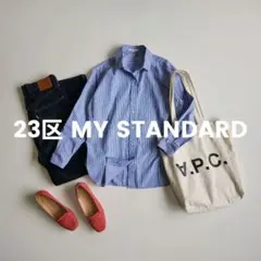 CLASSY掲載 23区 CANCLINI ベーシックシャツ マルチストライプ