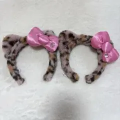 USJ ヒョウ柄リボンカチューシャ　キティちゃん 2点セット