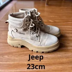 厚底ワークブーツ 23cm Jeep 韓国風 美脚 ベージュのサムネイル