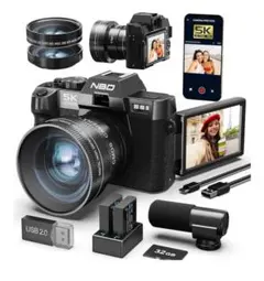 NBD 5K 4800万画素 デジカメ 16倍 180°フリップスクリーン Amazon | NBD 5K 4800万画素 デジタルカメラ【Wi-Fiとアプリ制御】16倍